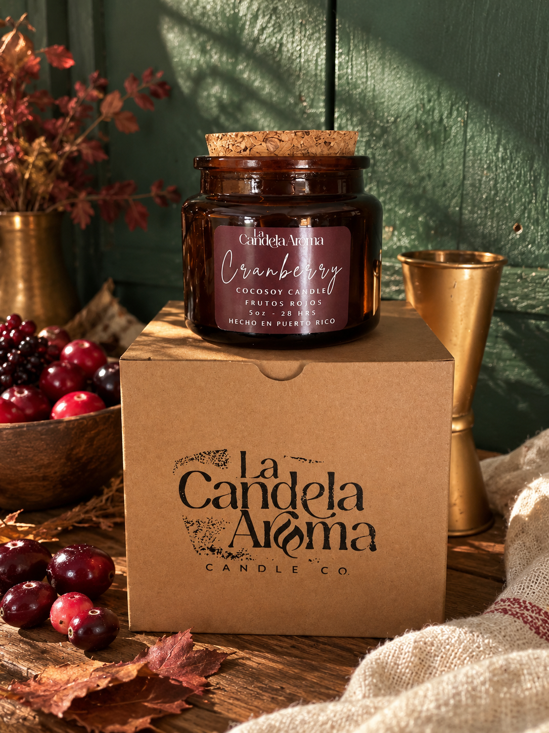 Vela Cranberry de la colección Cosecha, La Candela Aroma PR